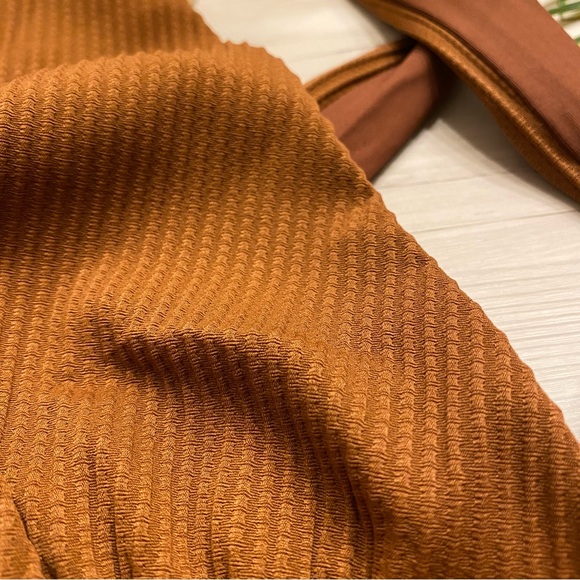 L*Space Brown Allegra Plunge Tie Ribbed Classy One Piece Swimsuit in Coffee - Picture 11 of 15